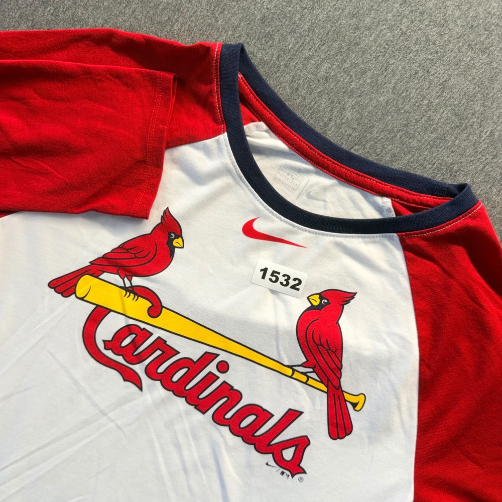 Nike St Louis Cardinals MLB Raglan 3/4 Sleeve Baseball Tee Red White Mens Medium